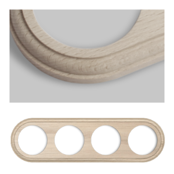 Holzrahmen - Buche Natur - 4 Schalter - Unterputz